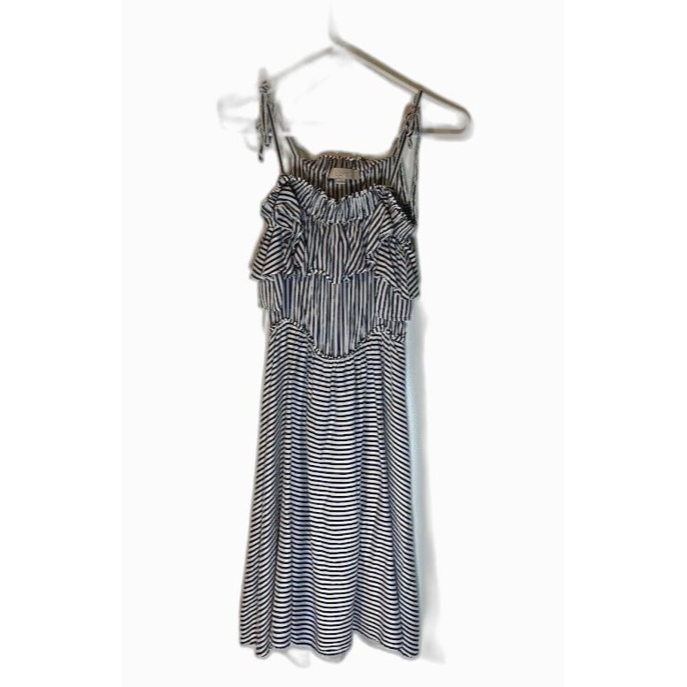 Loft Cottagecore Nautical Blue/White Striped Ruffle Sundress w/Tied Straps SZ XS